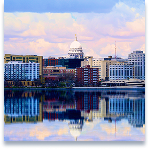 Madison city shoreline from afar
